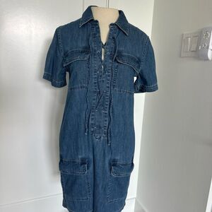 Equipment Womans Size XS Knox Denim Lace Up Dress